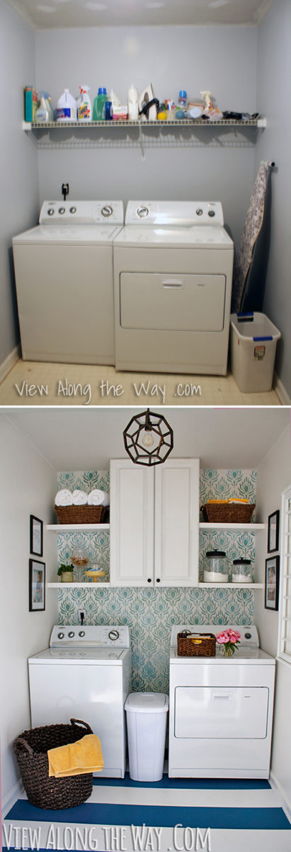 Laundry room before-and-after: This whole room was DIY-ed top to bottom for only about $150! Come see how!