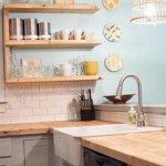 Light, happy kitchen with open shelving